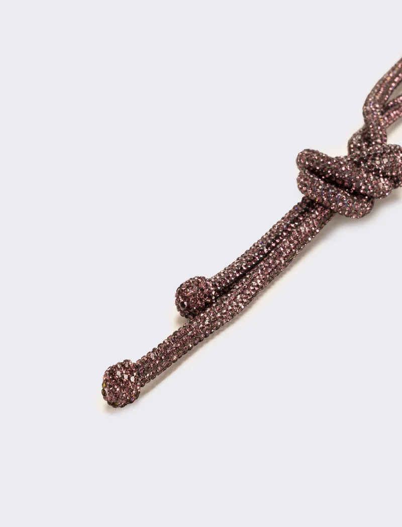 Collana strass lunga con nodo - Viola
