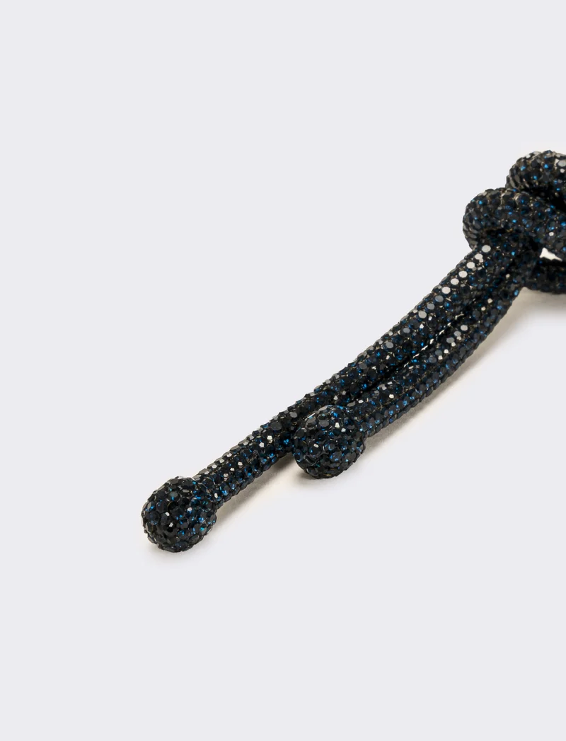 Collana strass lunga con nodo - Blu