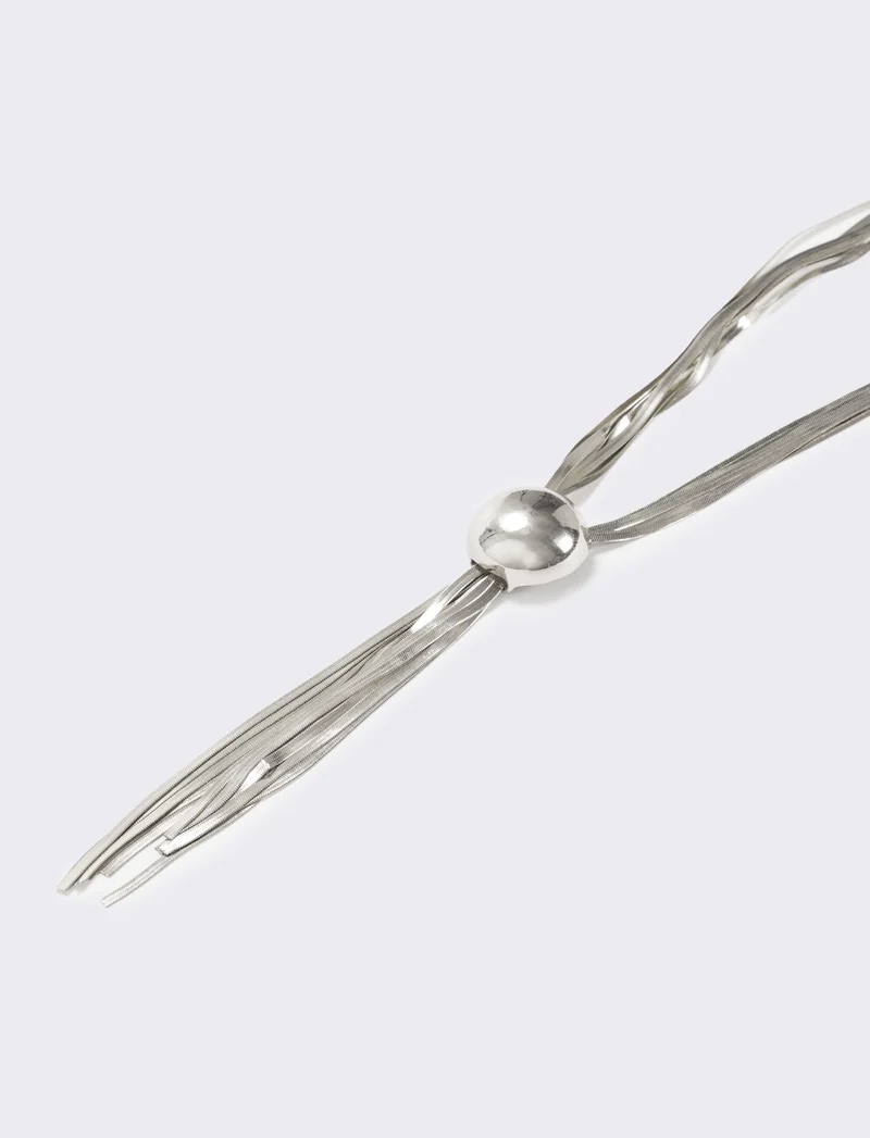Collana saliscendi con catenine schiacciate - Argento