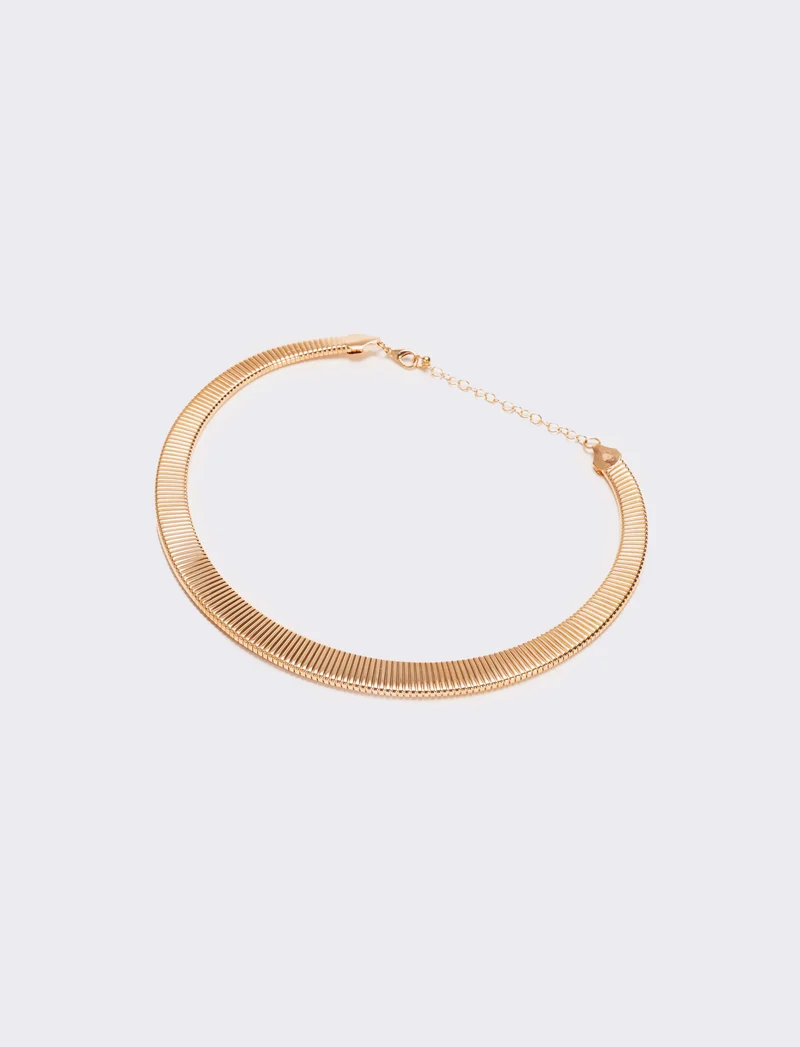 Collana snake schiacciato - Oro rosa