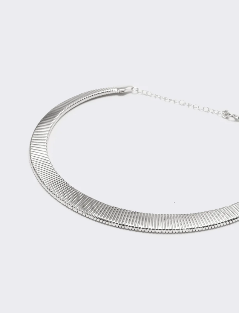 Collana snake schiacciato - Argento