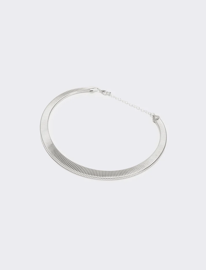 Collana snake schiacciato - Argento