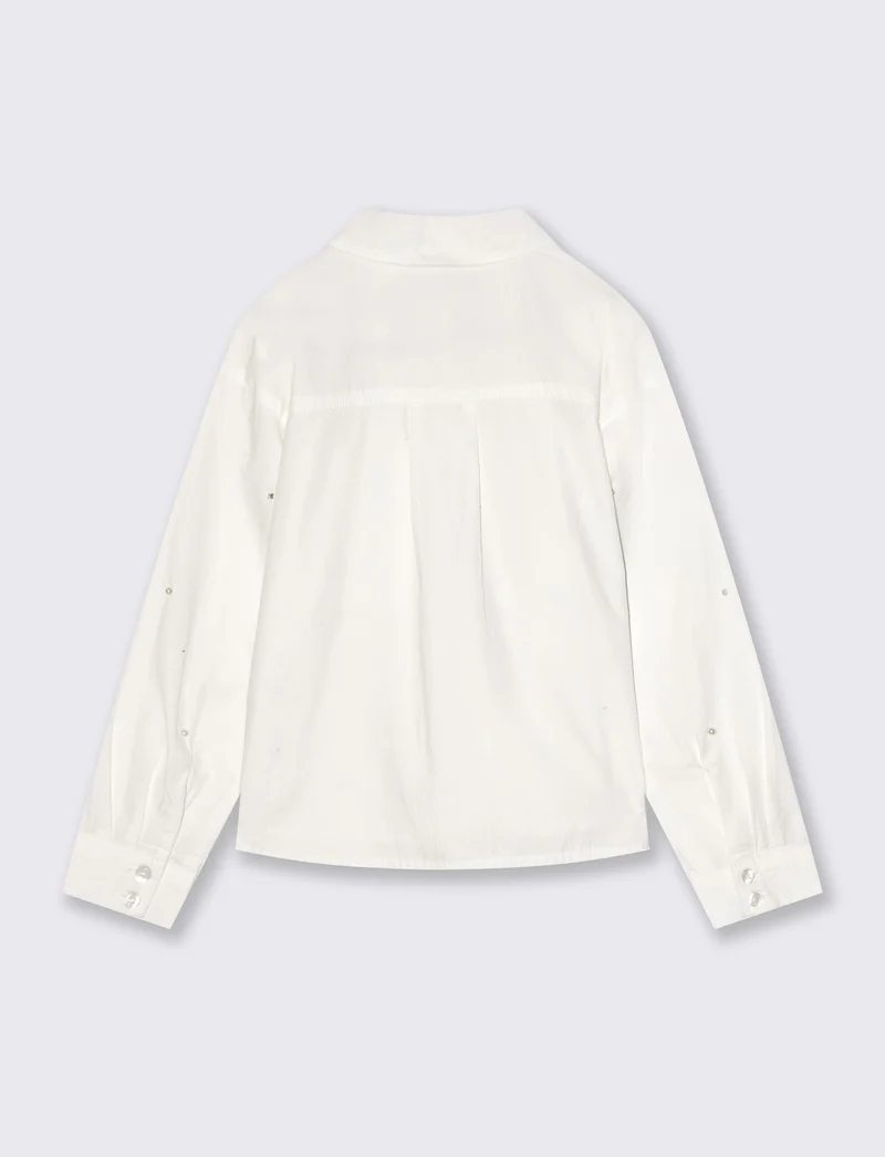 Camicia in cotone manica lunga. - Bianco latte