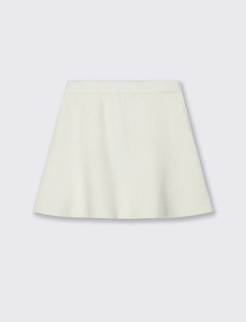 Gonna in maglia con zip. - Bianco latte