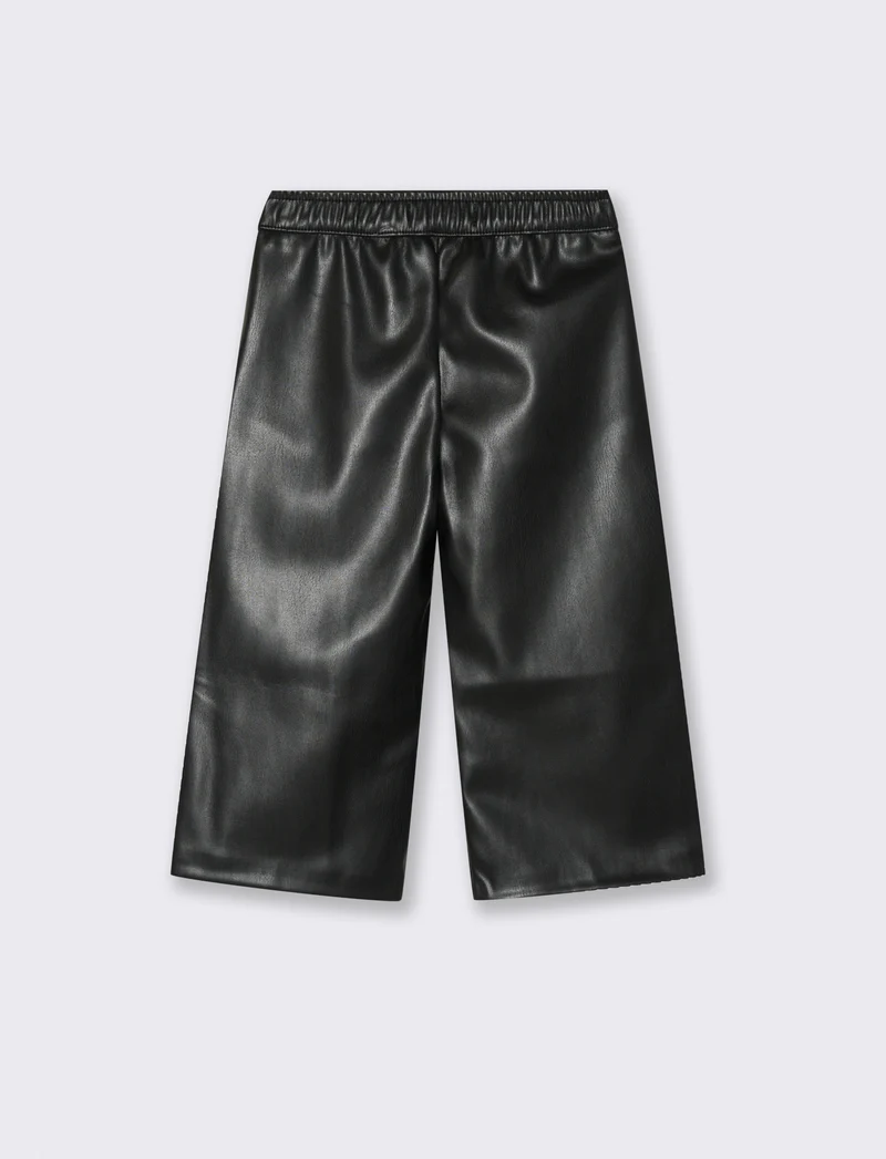 Pantaloni ampi in ecopelle - Nero