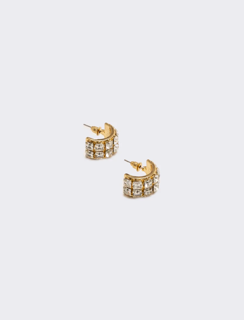 Orecchini mezzo cerchio con strass eleganti - Oro