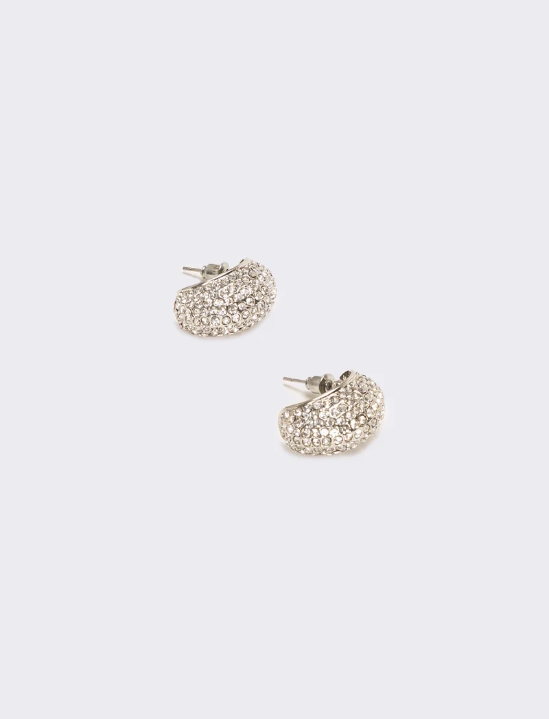 Orecchini palline con strass brillanti - Argento