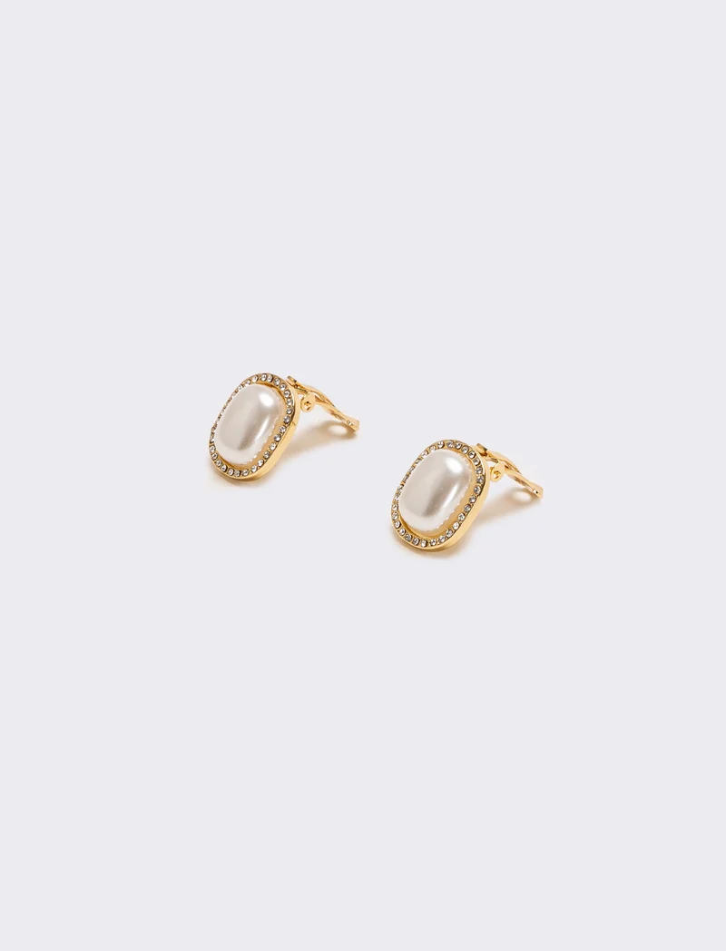Orecchini a bottone con perla elegante - Oro