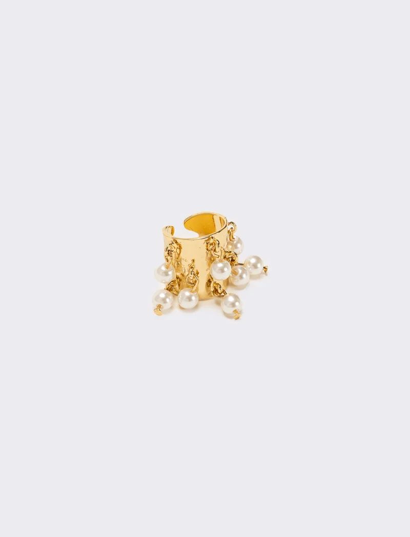 Anello ridigo con perline - Oro