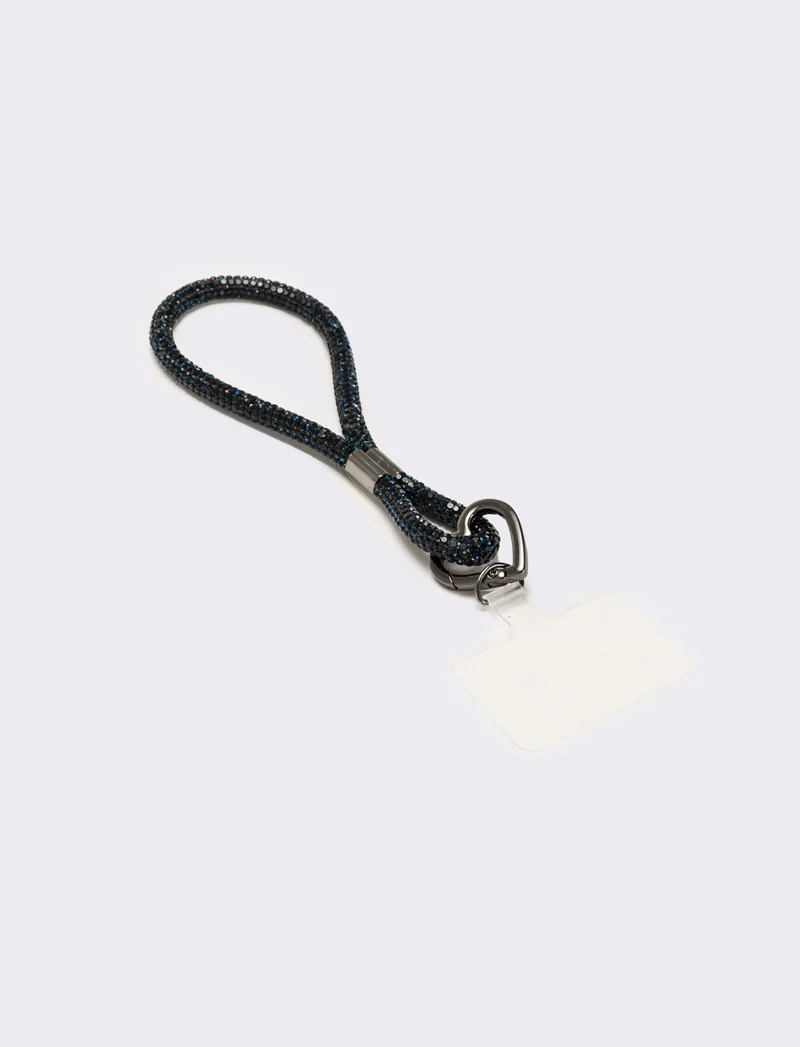 Laccio porta cellulare da polso con strass - Blu