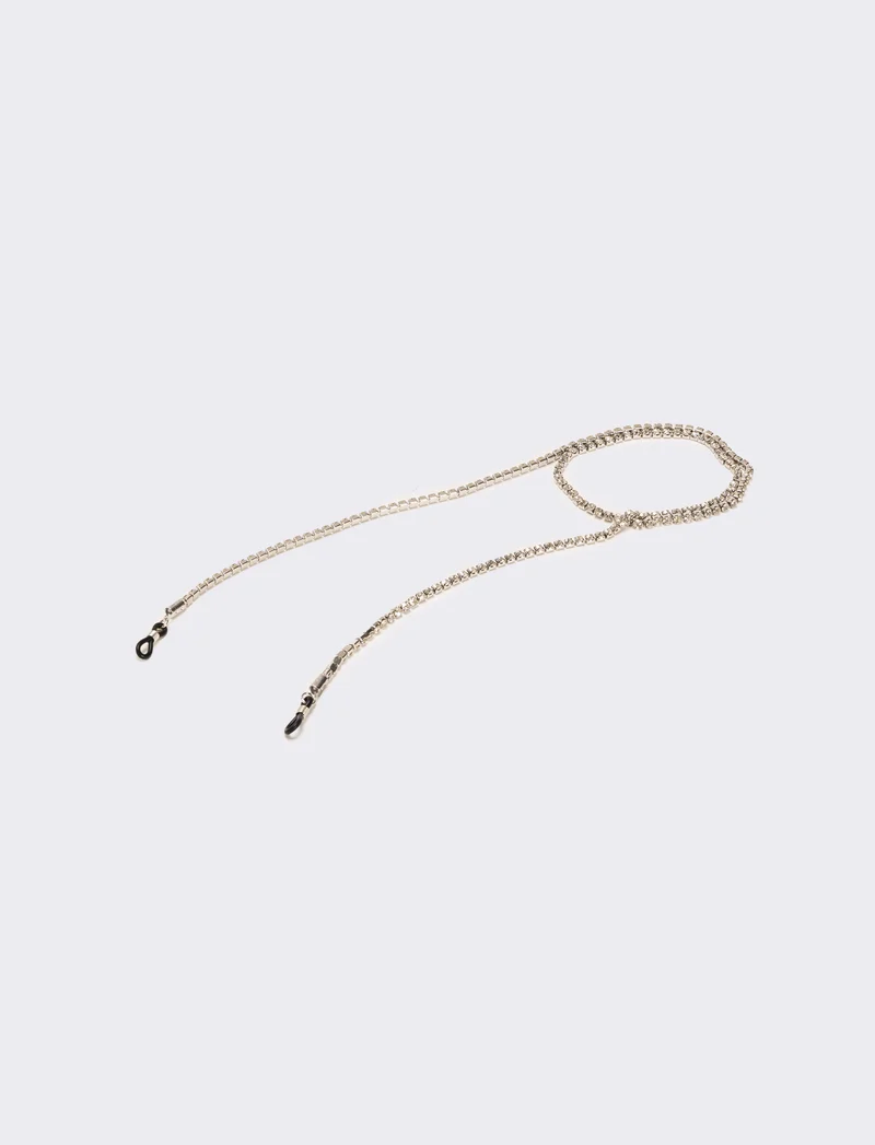 Laccio per occhiali con strass - Argento