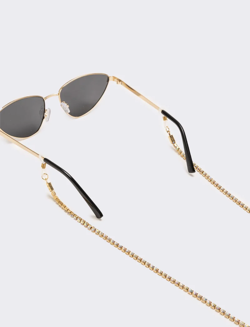 Laccio per occhiali con strass - Oro