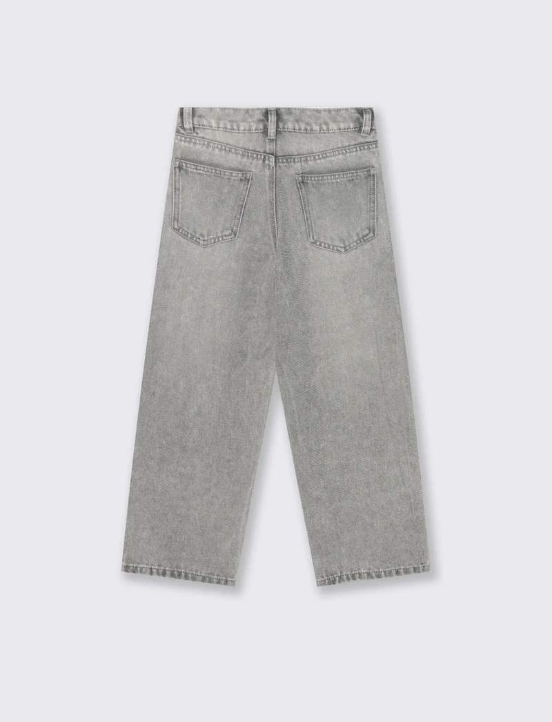 Denim modello wide leg. - Grigio