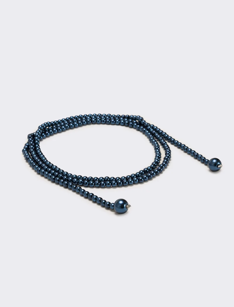 Collana saliscendi con perle eleganti - Blu