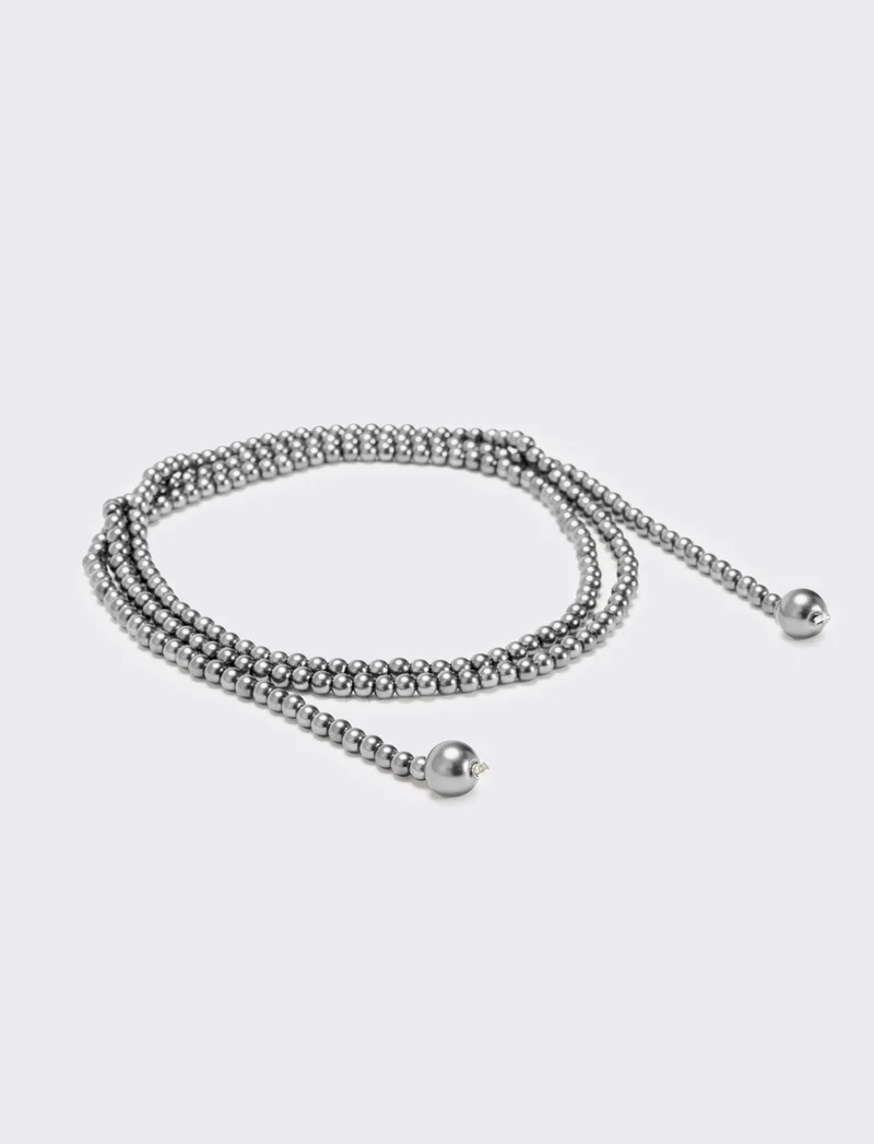 Collana saliscendi con perle eleganti - Grigio