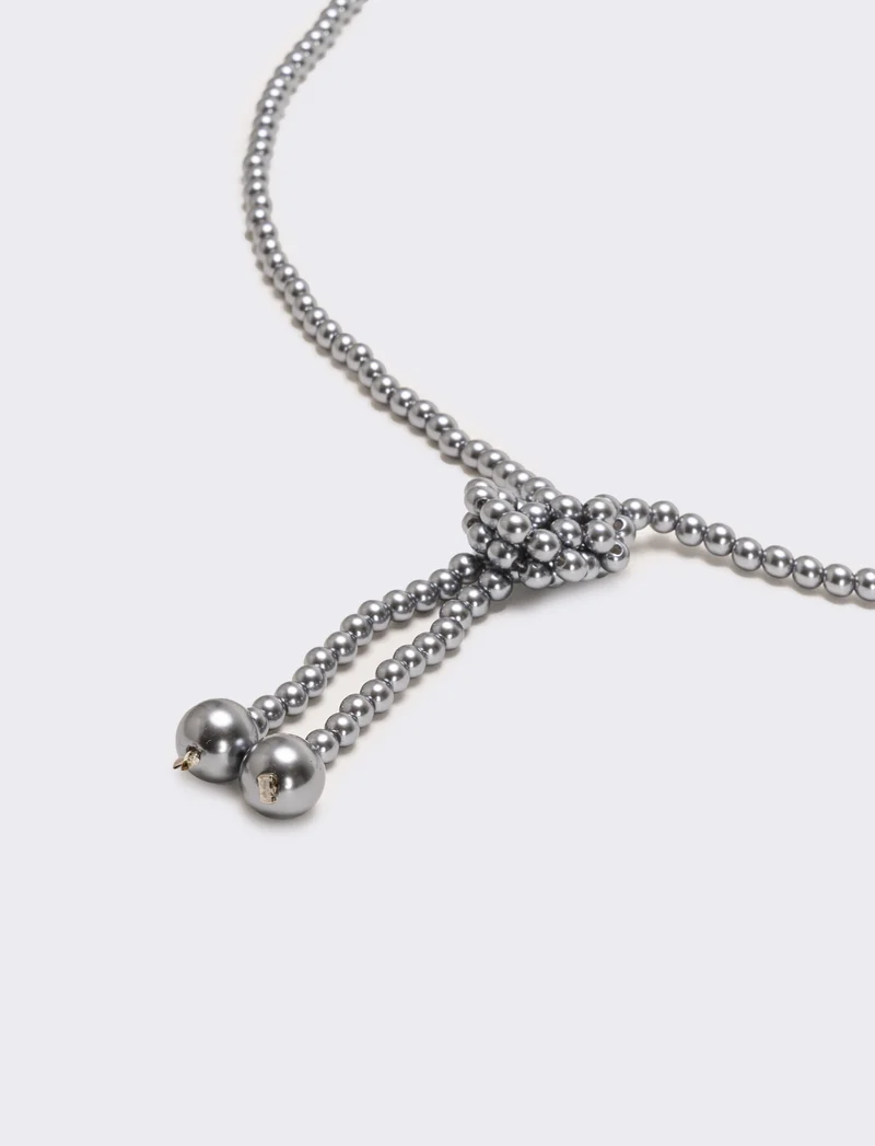 Collana saliscendi con perle eleganti - Grigio