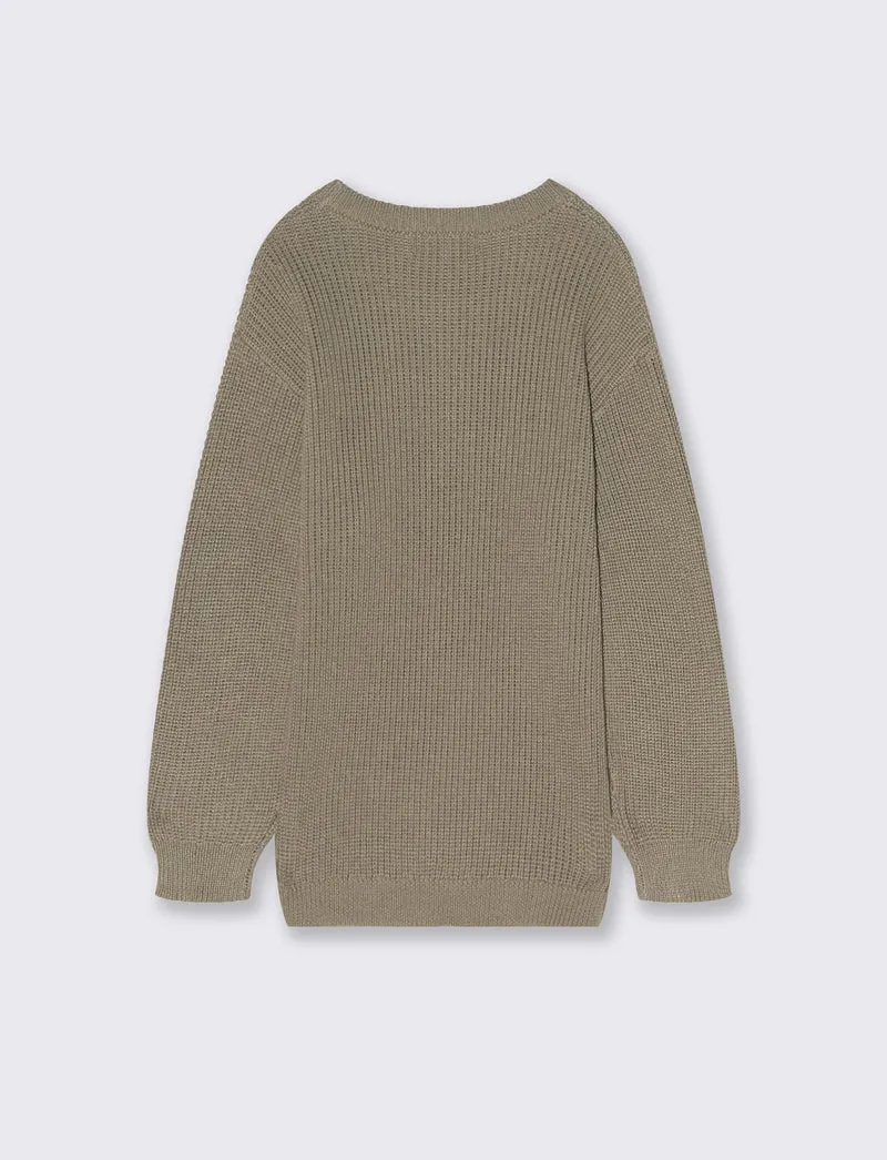 MAGLIA GIROCOLLO - Beige corda