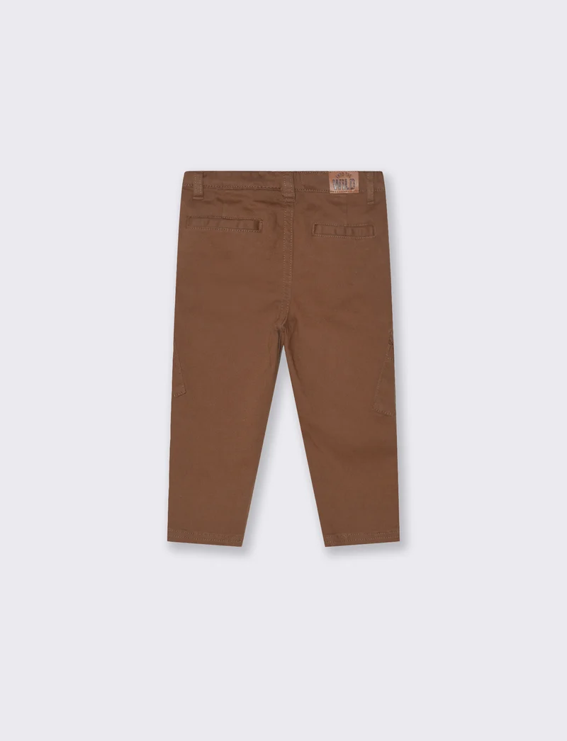 Pantaloni in twill con tasconi - Marrone
