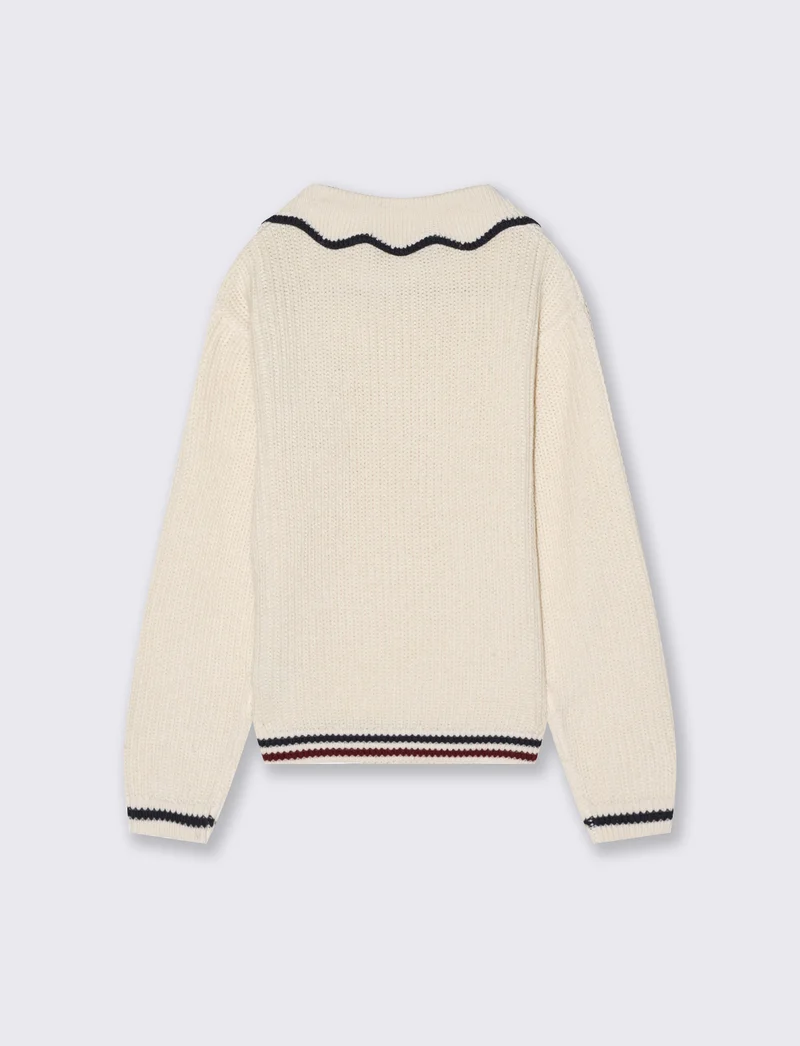 Pullover da bambina stile college. - Beige
