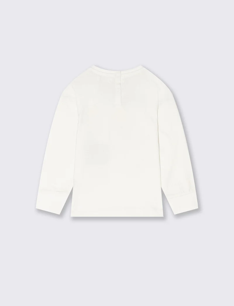 T shirt rigata con orsetto - Bianco latte