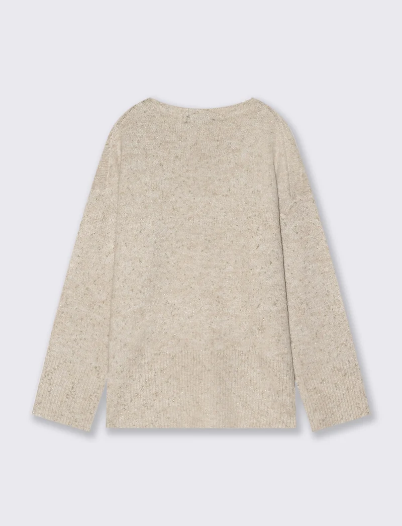 PULLOVER CON TESSUTO CON FIBRA METTALLIZATA - Avorio
