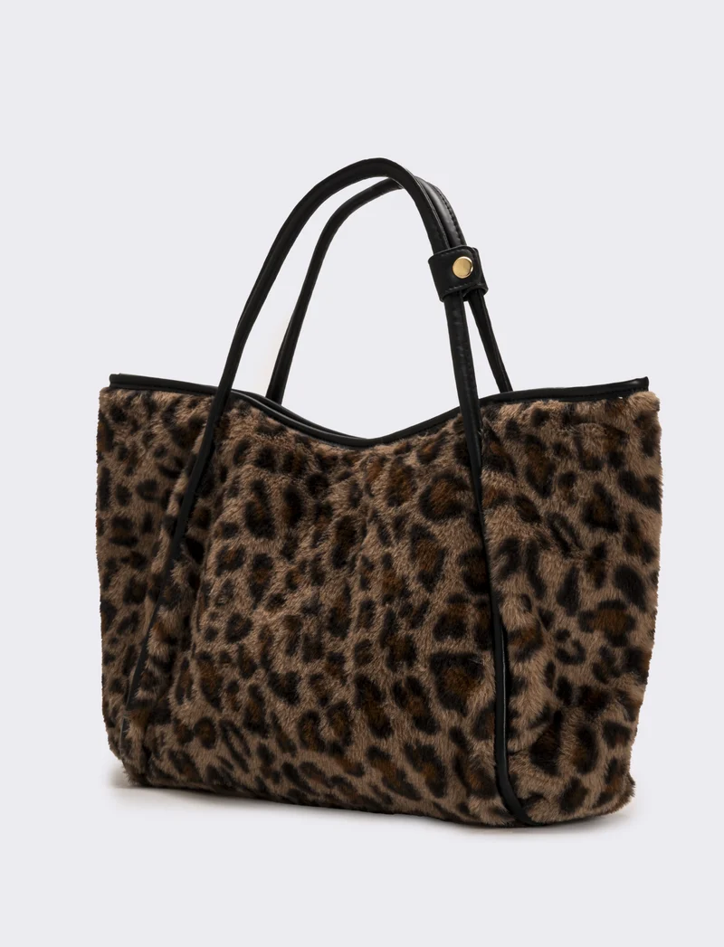 Shopper donna grande in finta pelliccia - Leopardato