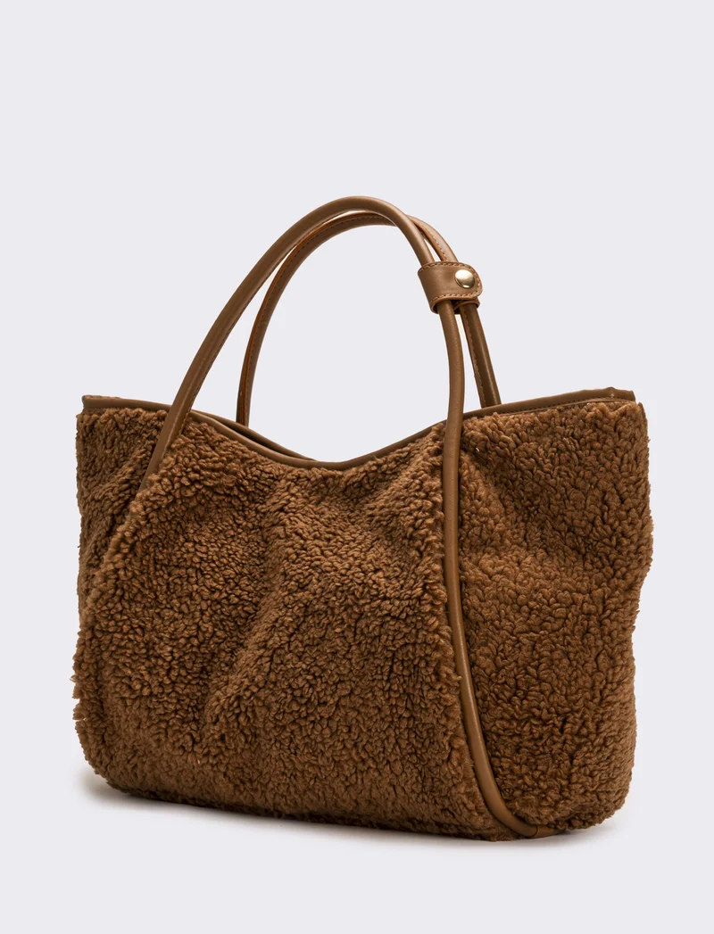 Shopper donna grande in finta pelliccia - Marrone