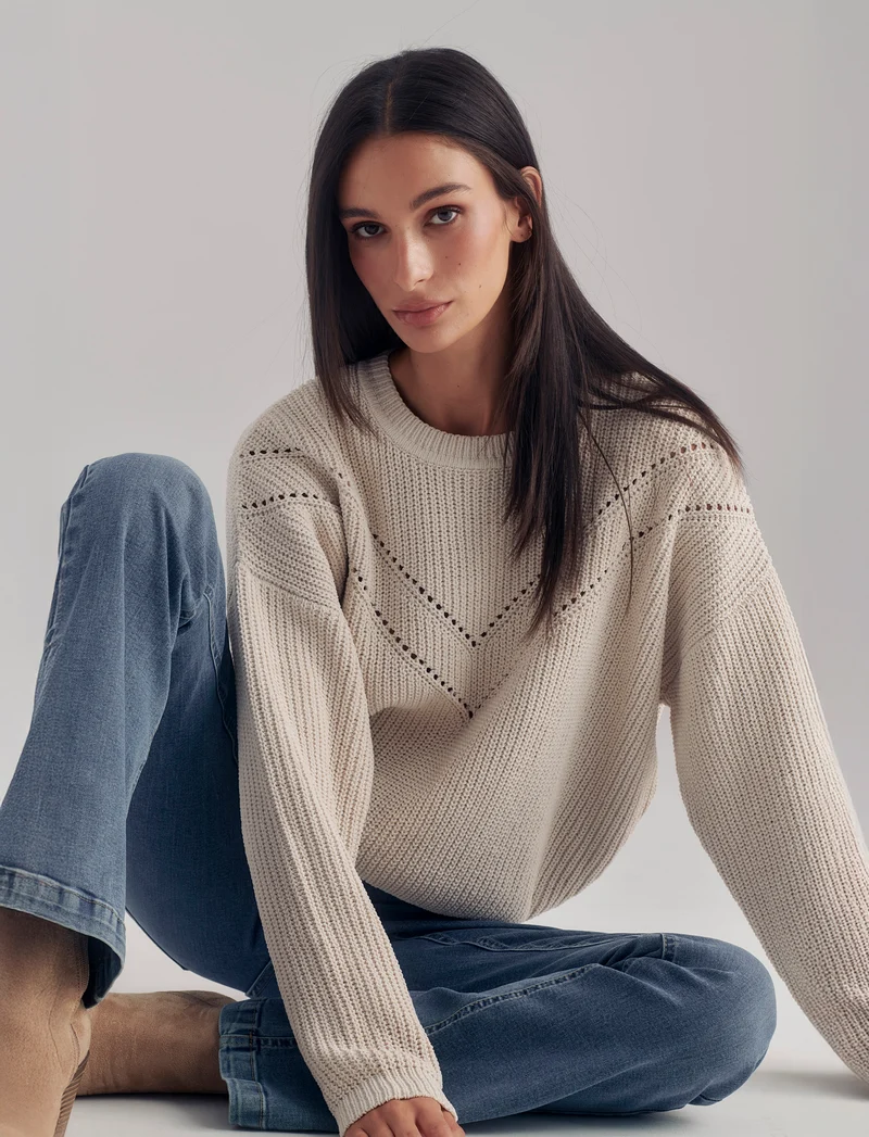 PULLOVER IN CINIGLIA - Beige grano