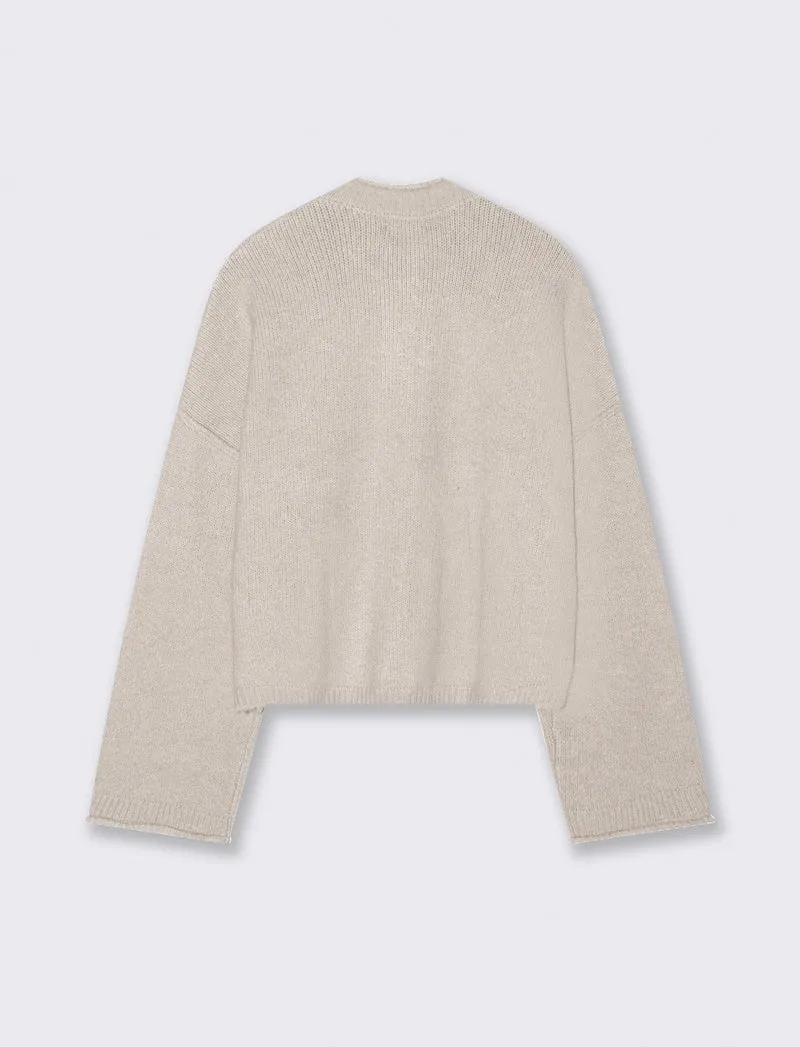 CARDIGAN CON BOTTONI EFFETTO TARTARUGATO - Beige grano