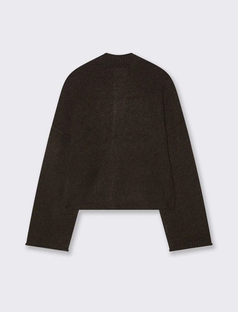 CARDIGAN CON BOTTONI EFFETTO TARTARUGATO - Moro