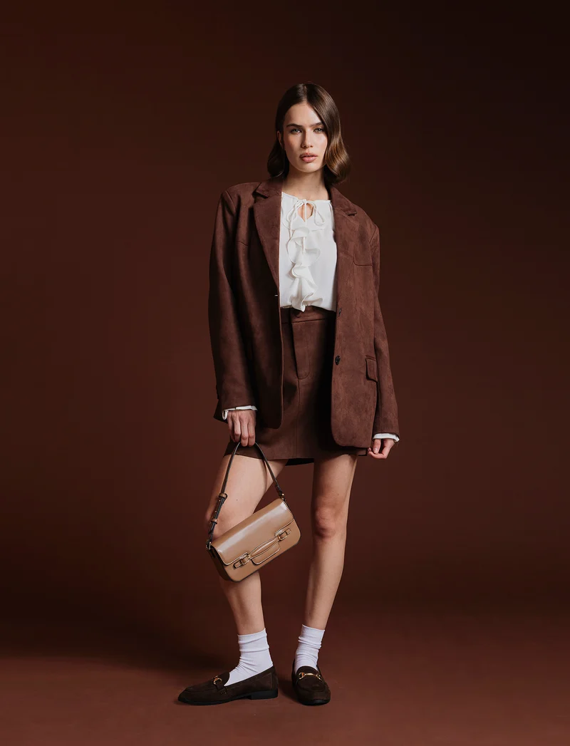 Tracolla donna con pattina - Beige