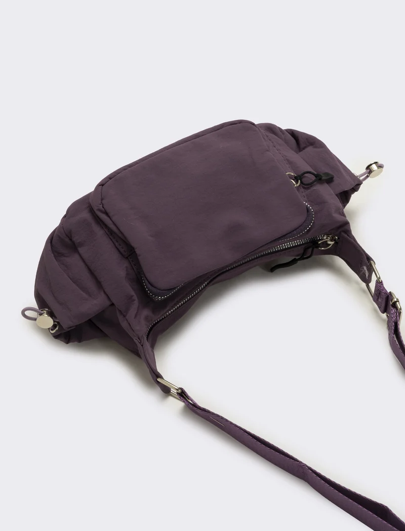 Tracolla donna in nylon con tasche - Viola