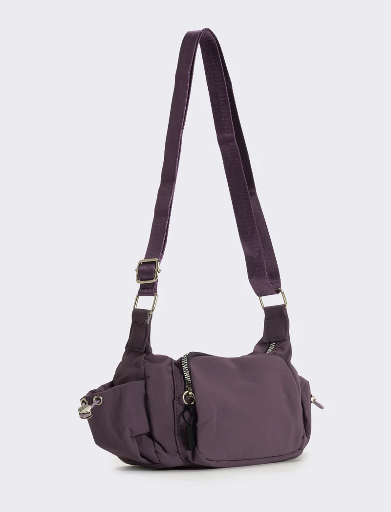 Tracolla donna in nylon con tasche - Viola