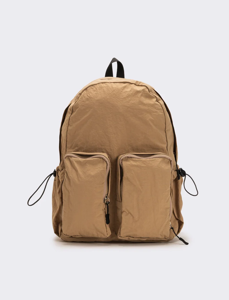 Zaino donna in nylon con tasche - Beige