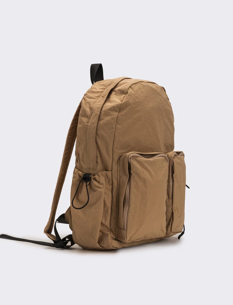 Zaino donna in nylon con tasche - Beige
