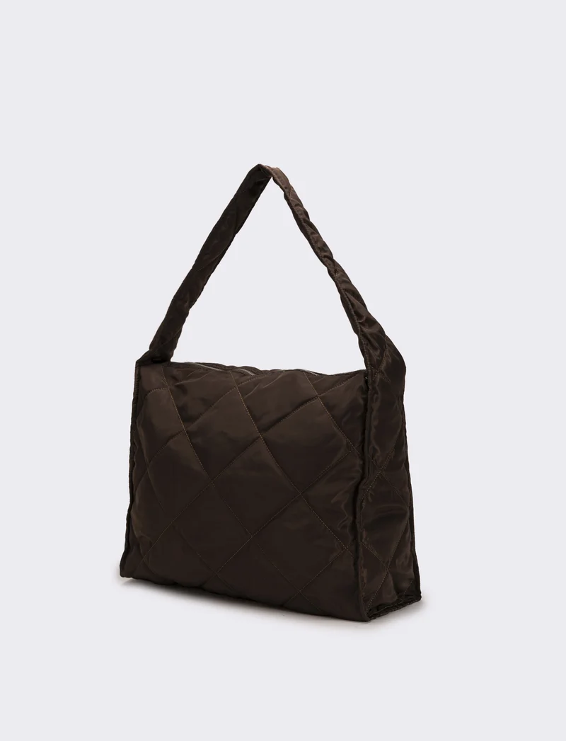 Borsa shopper donna grande trapuntata - Marrone