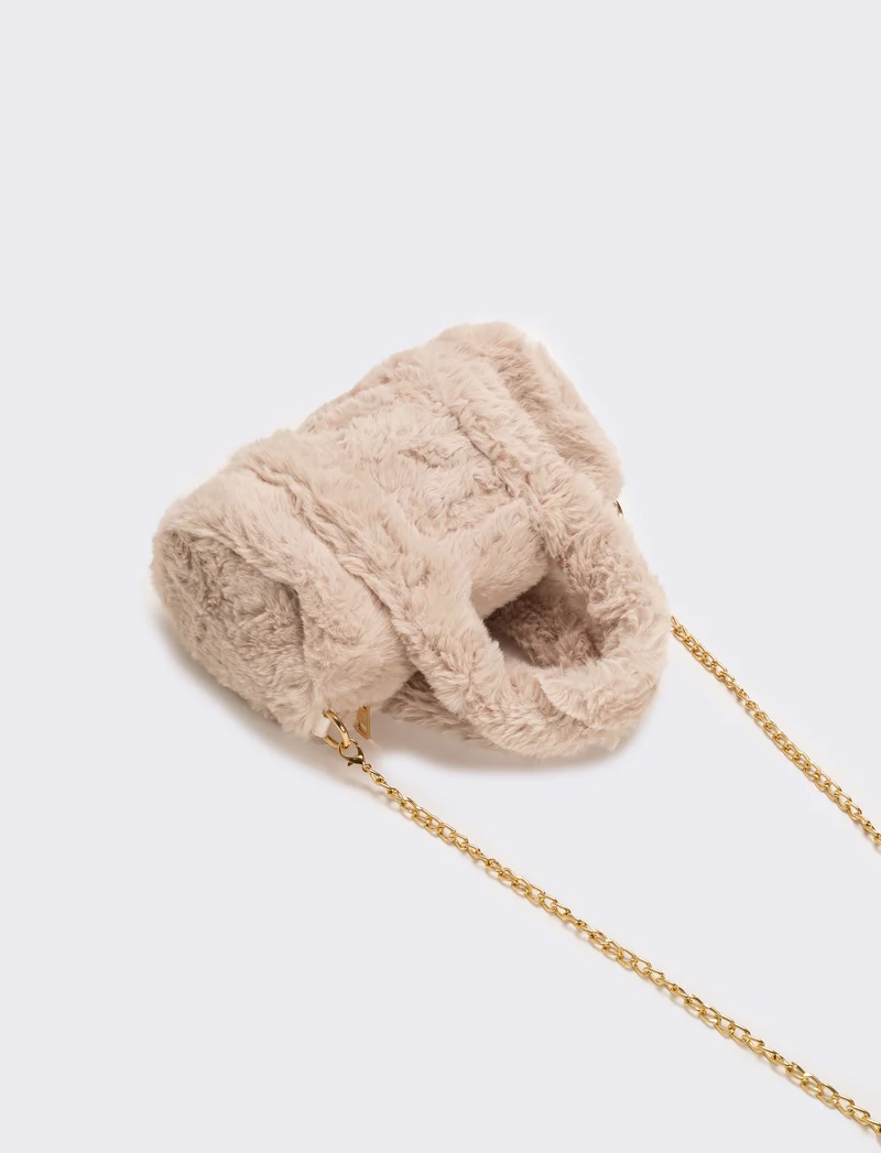 Borsa bauletto in finta pelliccia bambina - Beige