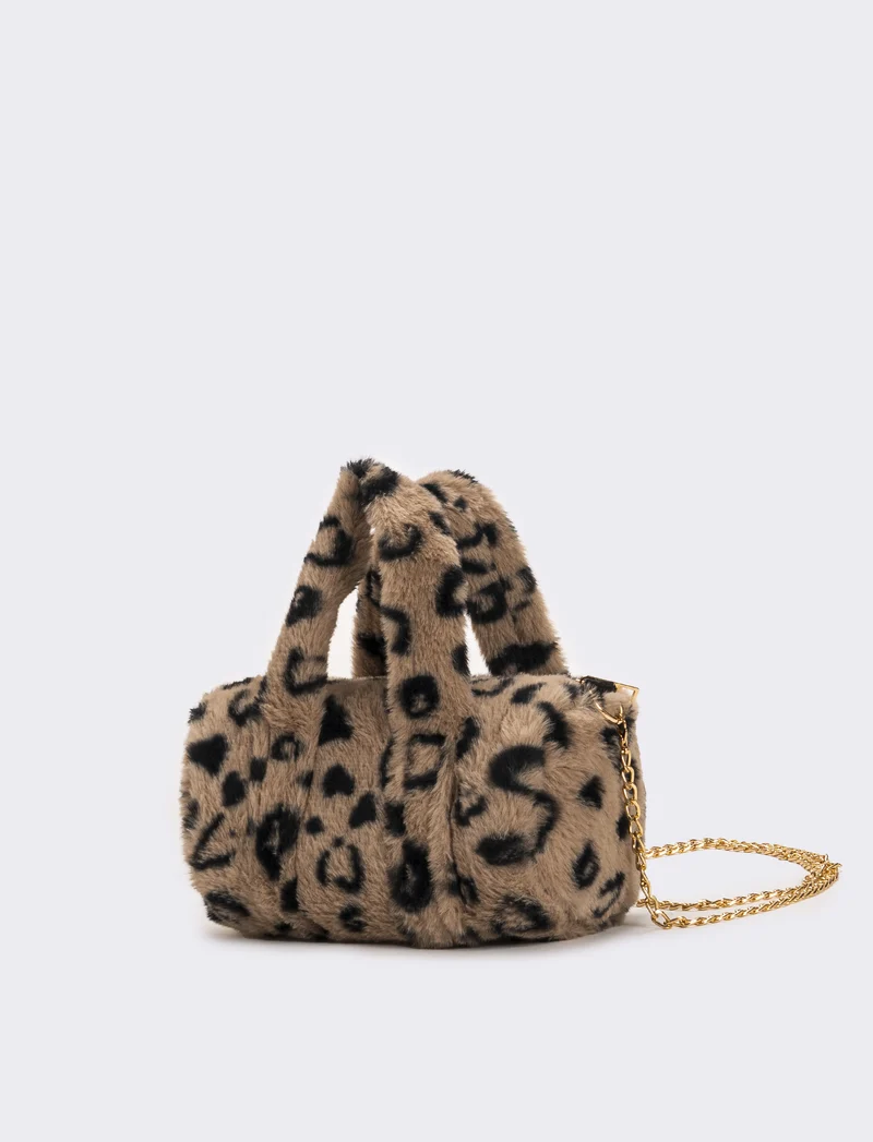 Borsa bauletto in finta pelliccia bambina - Leopardato