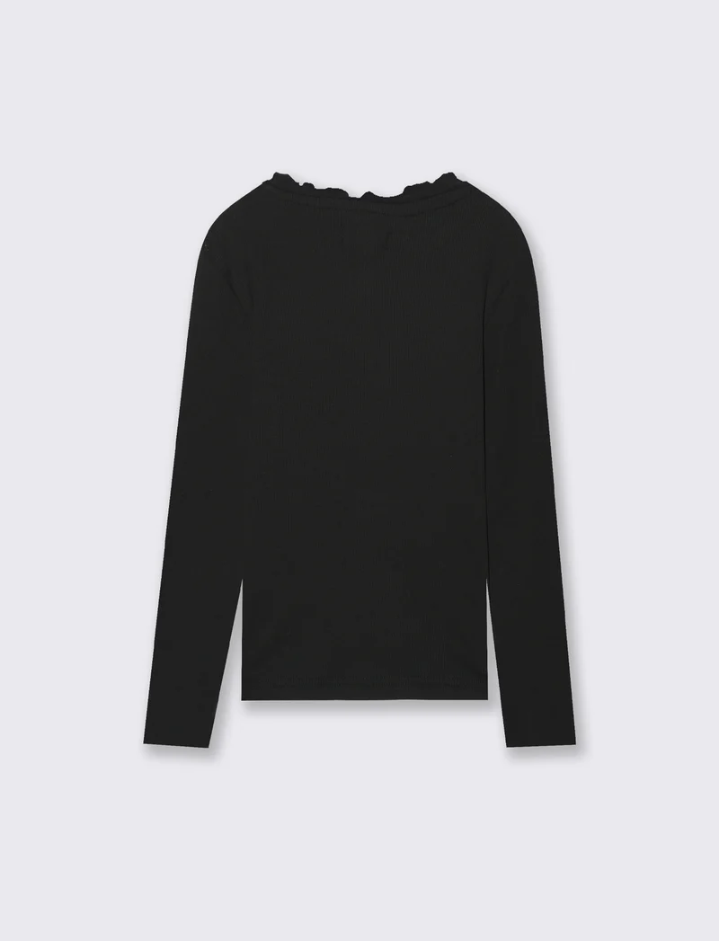 T-shirt in rib - Nero