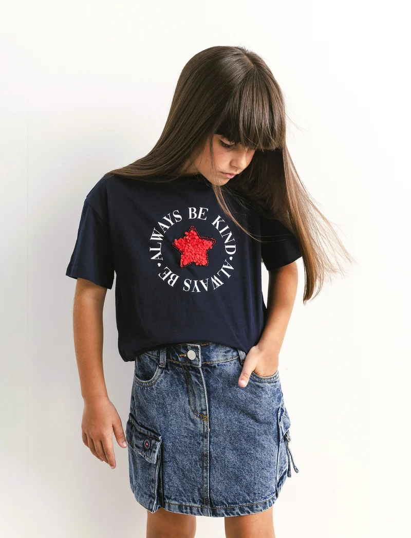 T-shirt mezza manica bambina - Blu