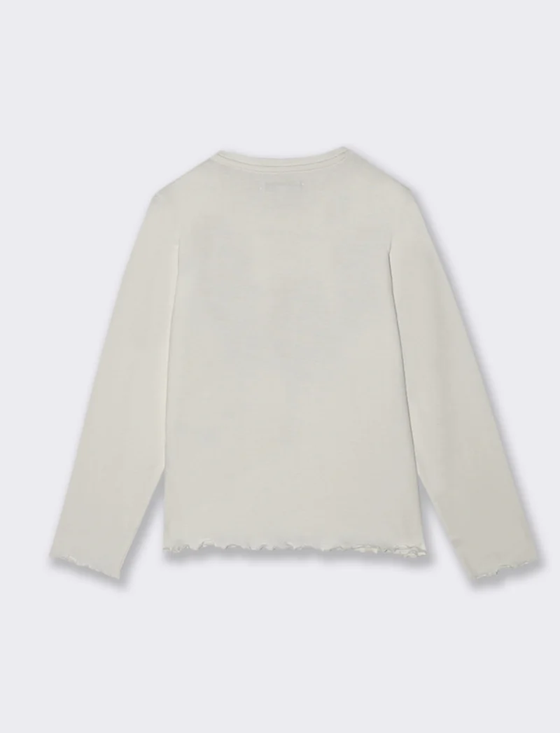 T-shirt orlo ondulato - Bianco sporco