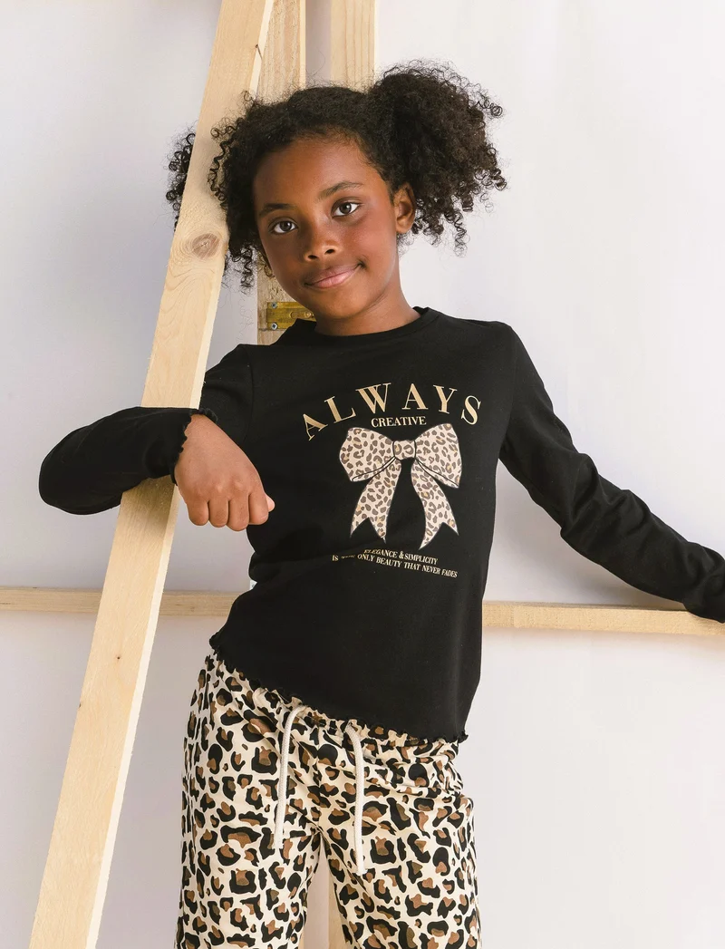 T-shirt orlo ondulato - Nero