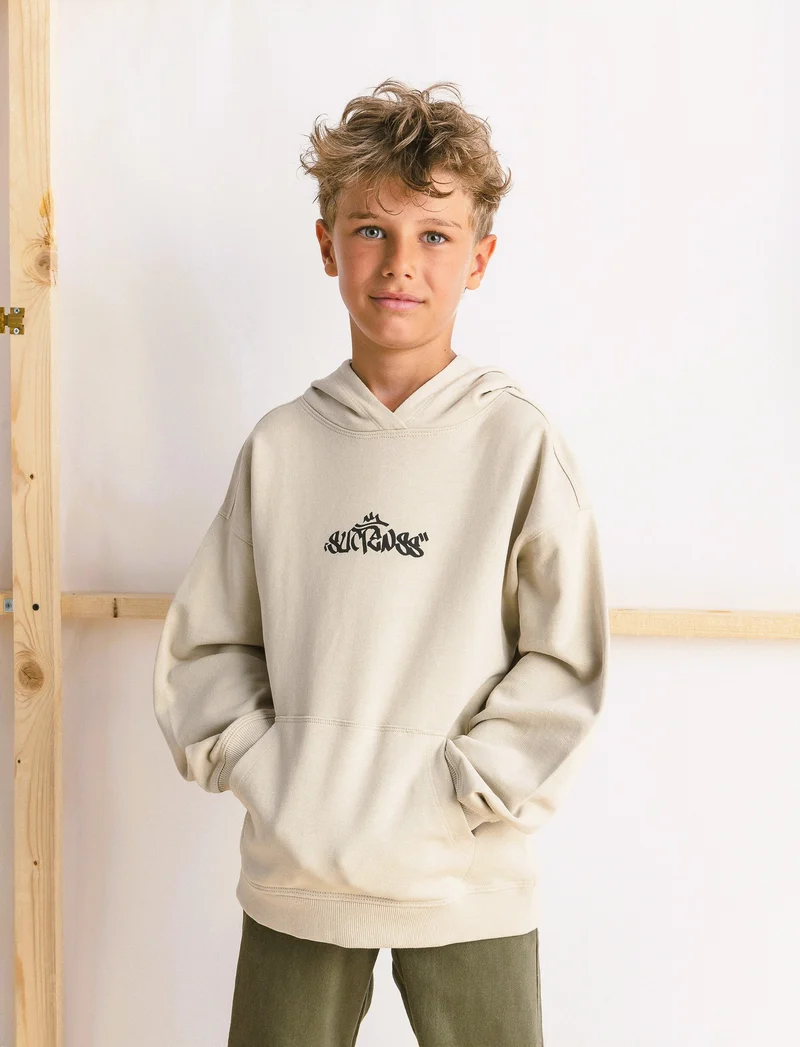 FELPA CON CAPPUCCIO - Beige
