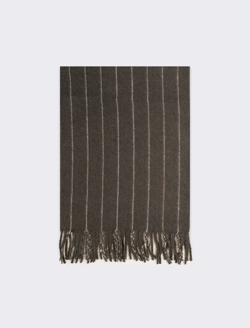 Sciarpa uomo a righe con frange - Grigio