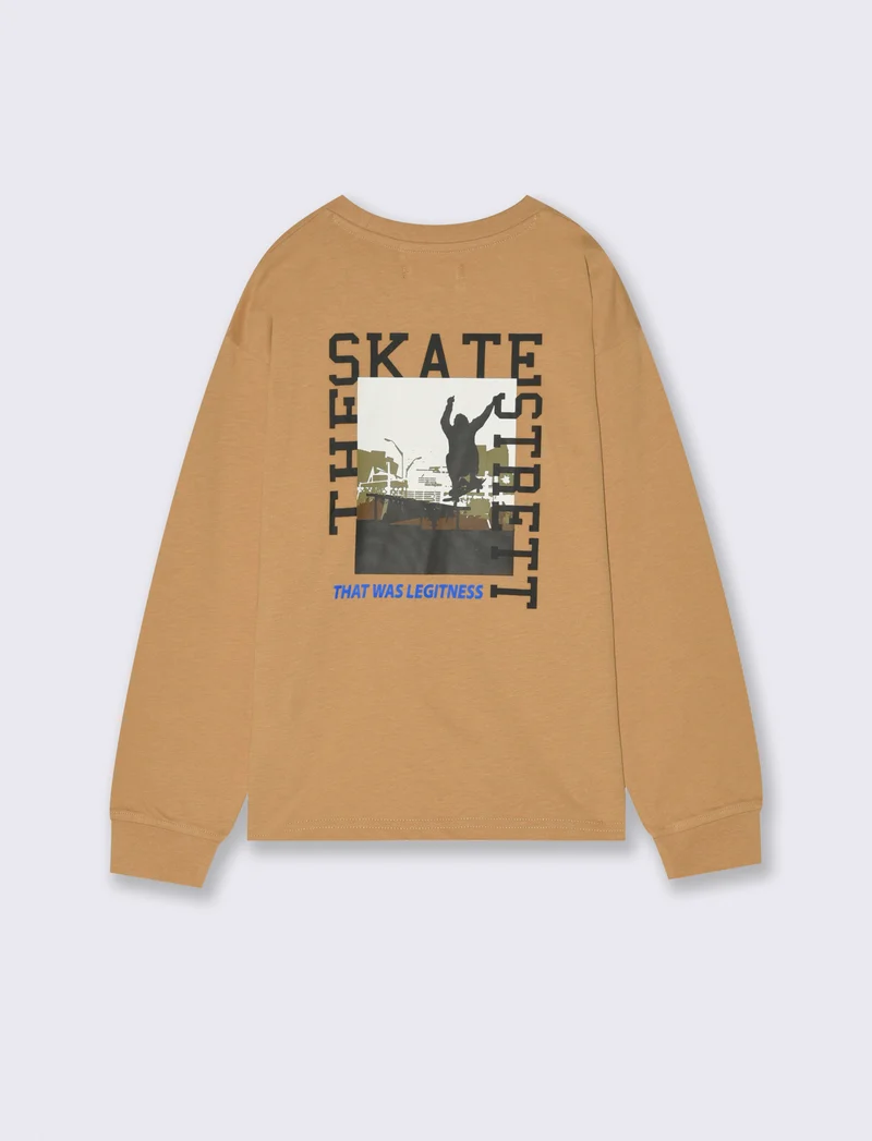 T-shirt maniche lunghe e polsini - Beige biscotto