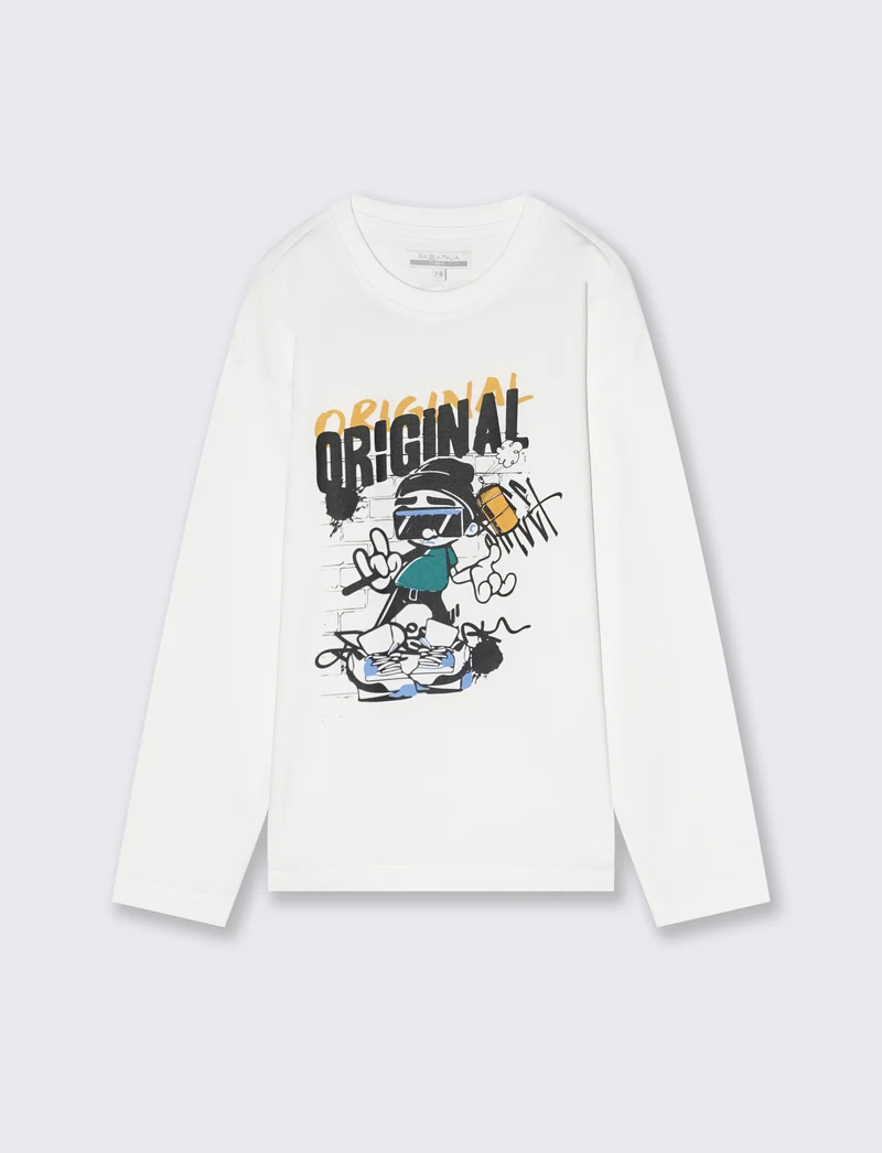 T-shirt maniche lunghe - Bianco sporco