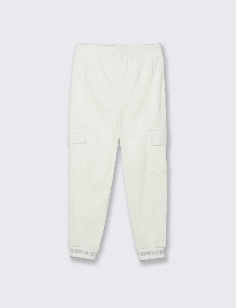 Jogger in costina - Bianco sporco