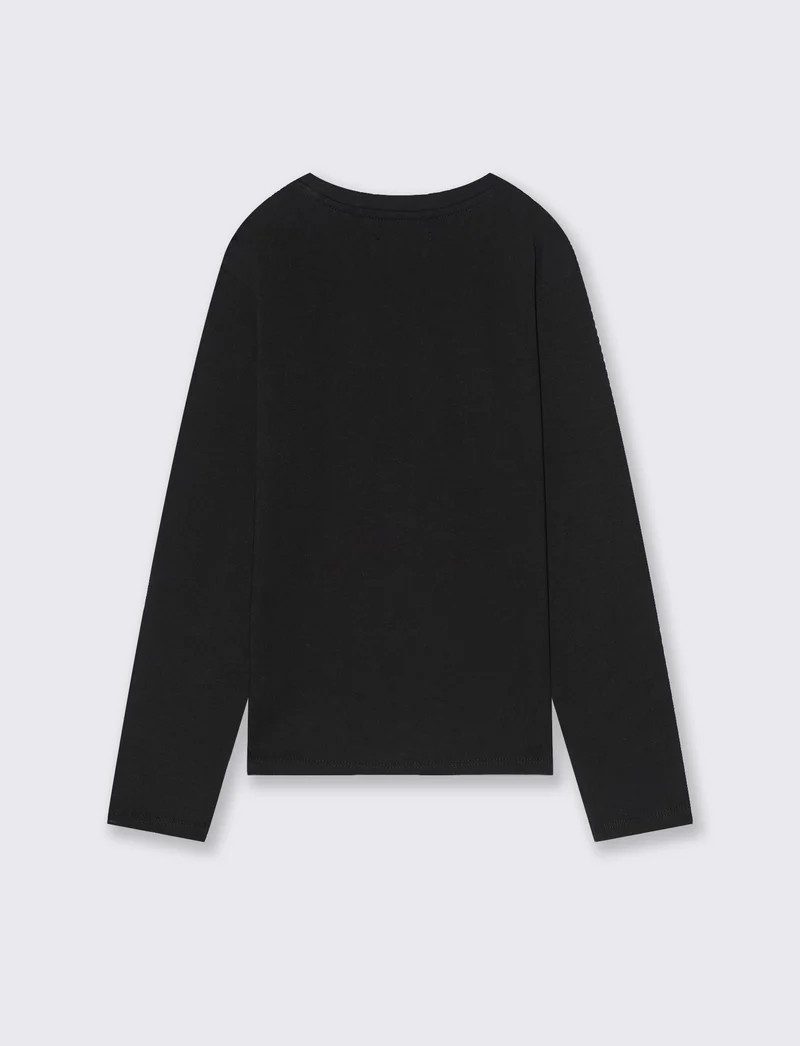 T-shirt manica lunga con stampa. - Nero