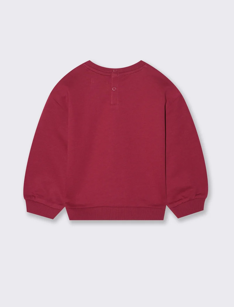 FELPA BASICA CON STAMPA - Rosso amarena