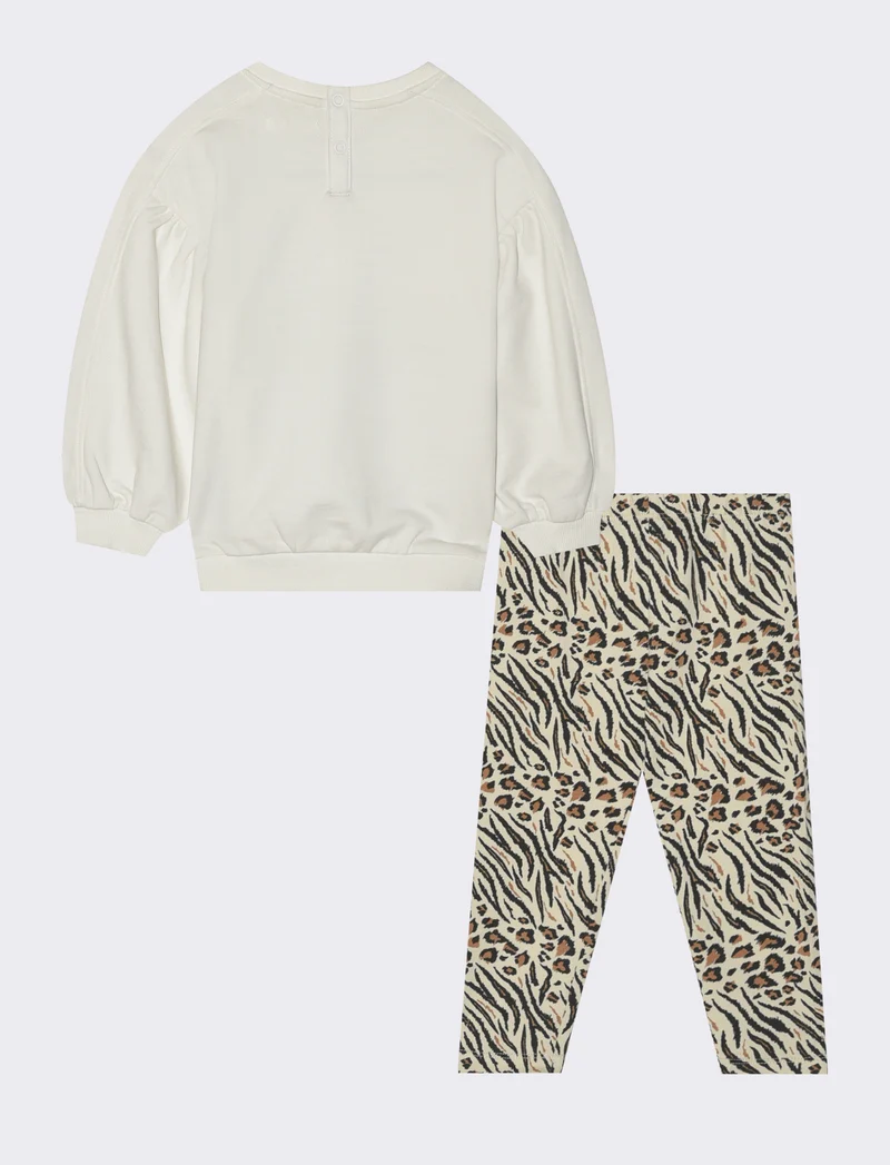 Completo con felpa e leggings. - Bianco latte